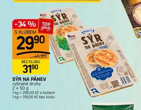 SÝR NA PÁNEV vybrané druhy 2 x 50 g 
