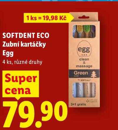SOFTDENT ECO Zubní kartáčky Egg, 4 ks
