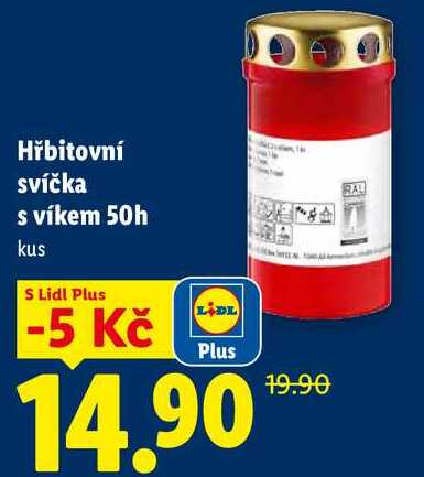 Hřbitovní svíčka s víkem 50h,u kus