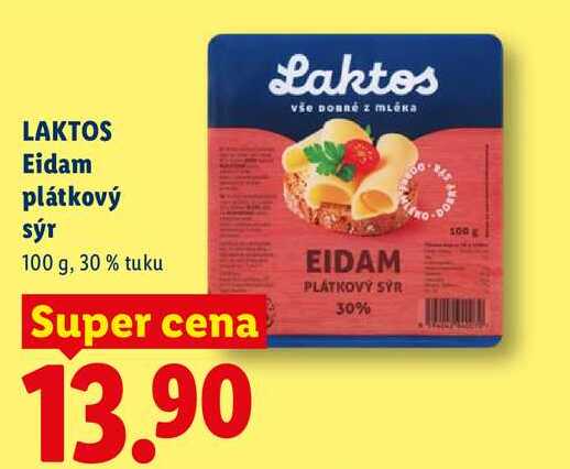 LAKTOS Eidam plátkový sýr, 100 g