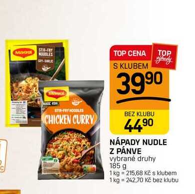 NÁPADY NUDLE Z PÁNVE vybrané druhy 185 g