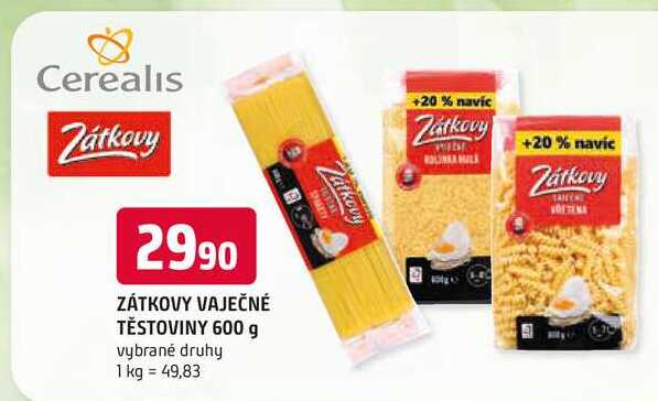 Zátkovy vaječné těstoviny 600g, vybrané druhy