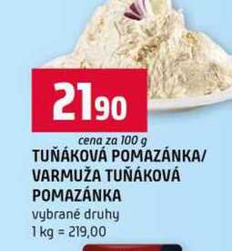 TUŇÁKOVÁ POMAZÁNKA VARMUŽA TUŇÁKOVÁ POMAZÁNKA vybrané druhy 100g