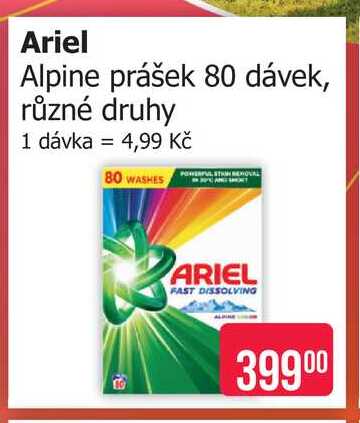 Ariel Alpine prášek 80 dávek, různé druhy
