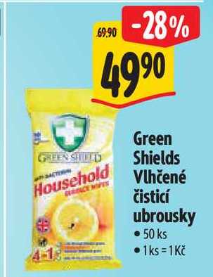 Green Shields Vlhčené čisticí ubrousky, 50 ks