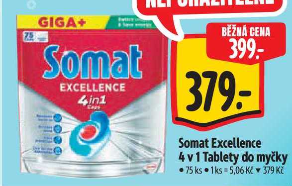 Somat Excellence 4 v 1 Tablety do myčky, 75 ks