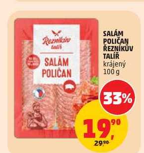 SALÁM POLIČAN ŘEZNÍKŮV TALÍŘ krájený, 100 g