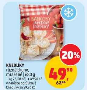 KNEDLÍKY různé druhy, mražené, 680 g