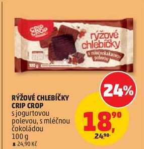 RÝŽOVÉ CHLEBÍČKY CRIP CROP s jogurtovou polevou, 100 g
