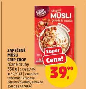 ZAPEČENÉ MÜSLI CRIP CROP různé druhy, 350 g 