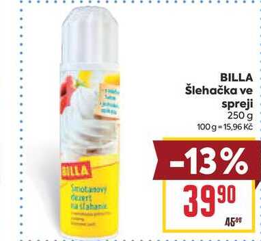 BILLA Šlehačka ve spreji 250 g