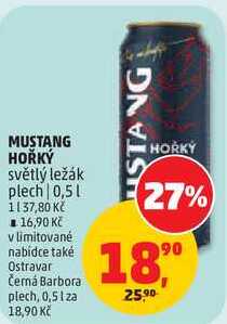 MUSTANG HOŘKÝ světlý ležák, 0,5 l  v akci
