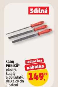SADA PILNÍKŮ plochý, nabídka kulatý a půlkulatý, délka 20 cm, 1 balení 
