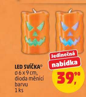 LED SVÍČKA nabídka 06x9 cm, dioda měnící barvu, 1 ks