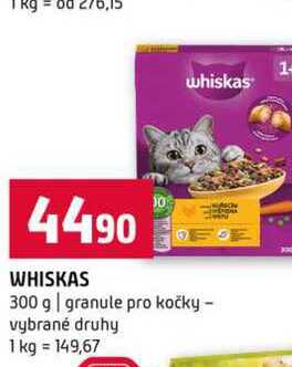 WHISKAS 300 g granule pro kočky vybrané druhy