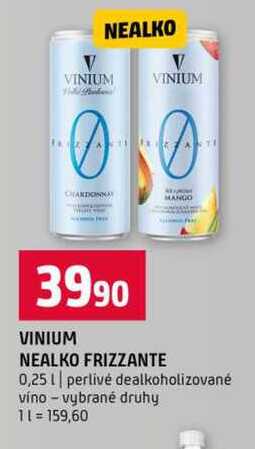 VINIUM NEALKO FRIZZANTE 0,25l perlivé dealkoholizované víno vybrané druhy