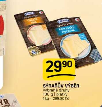 SÝRAŘŮV VÝBĚR vybrané druhy 100 g