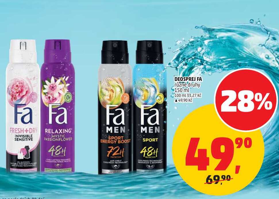 DEOSPREJ FA různé druhy, 150 ml