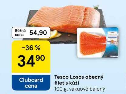 Tesco Losos obecný filet s kůží, 100 g 