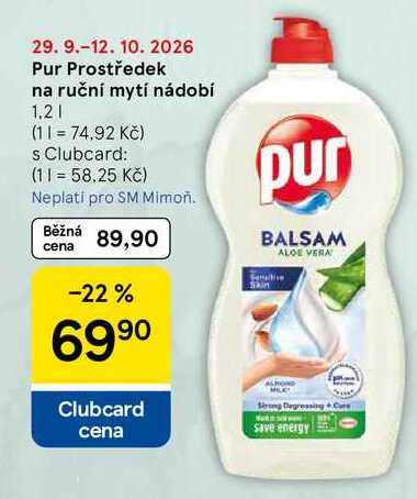 Pur Prostředek na ruční mytí nádobí, 1.2 l