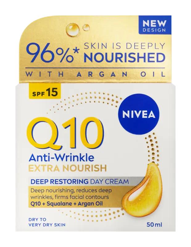 NIVEA Výživný denní krém proti vráskám Q10 Power SPF 15, 50 ml