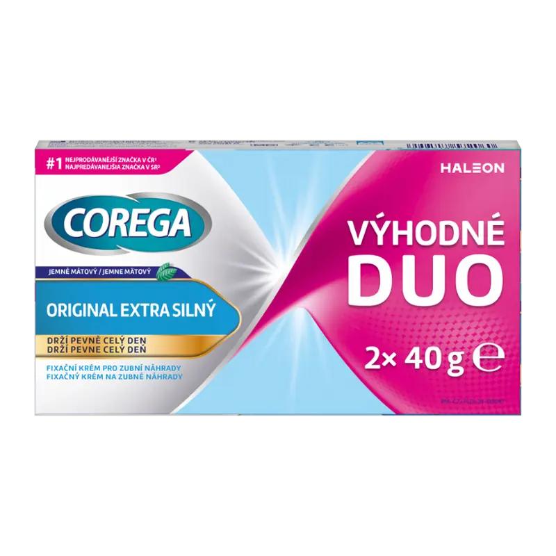 Corega Fixační krém pro zubní náhrady Original extra silný 2x 40 g, 80 g