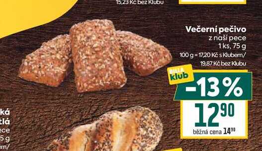 Večerní pečivo z naší pece 1 ks, 75 g