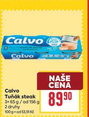 Calvo Tuňák steak 3x 65 g/ od 156 g 