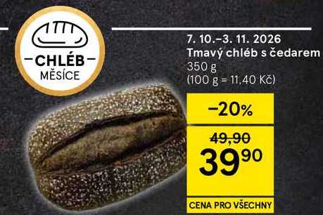 Tmavý chléb s čedarem, 350 g