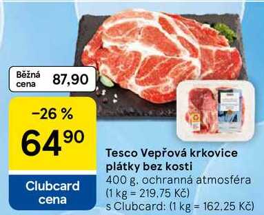Tesco Vepřová krkovice plátky bez kosti, 400 g 