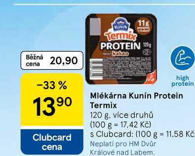 Mlékárna Kunín Protein Termix, 120 g, více druhů