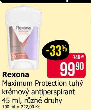 Rexona Maximum Protection tuhý krémový antiperspirant 45 ml