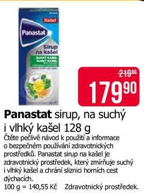 Panastat sirup, na suchý i vlhký kašel 128 g