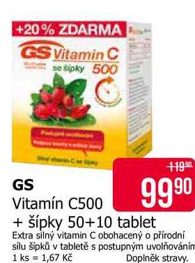 GS Vitamín C500 + šípky 50+10 tablet