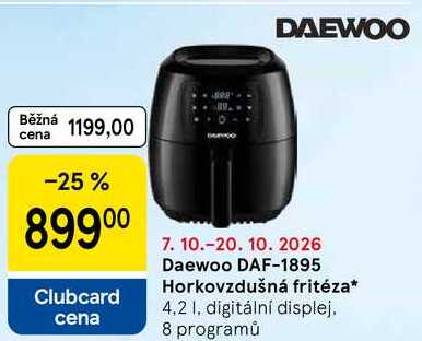 Daewoo DAF-1895 Horkovzdušná fritéza, 4.2 l, digitální displej. 8 programů 