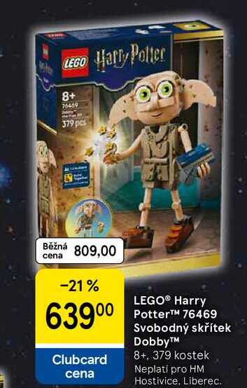 LEGO® Harry Potter™ 76469 Svobodný skřítek Dobby 8+, 379 kostek  