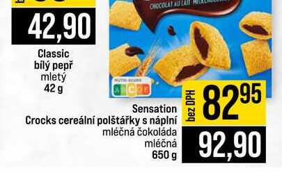 Sensation Crocks cereální polštářky s náplní mléčná čokoláda mléčná 650 g 