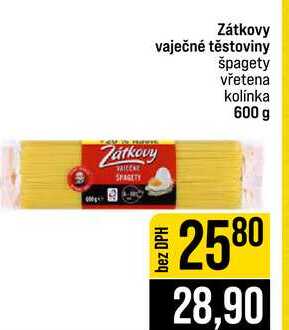 Zátkovy vaječné těstoviny špagety vřetena kolínka 600 g 