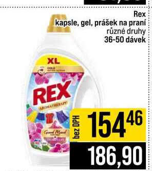 Rex kapsle, gel, prášek na praní různé druhy 36-50 dávek