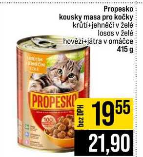 Propesko kousky masa pro kočky krůtí+jehněčí v želé losos v želé hovězí+játra v omáčce 415 g 