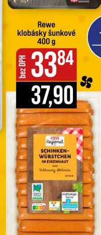 Rewe klobásky šunkové 400 g 