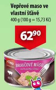 Vepřové maso ve vlastní šťávě, 400 g  