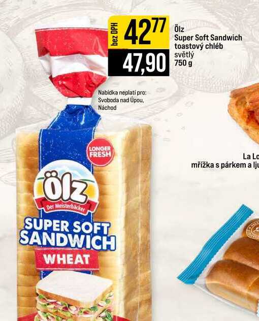 Ölz Super Soft Sandwich toastový chléb světlý 750 g
