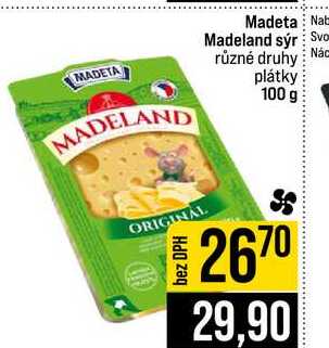 Madeta Madeland sýr různé druhy plátky 100 g