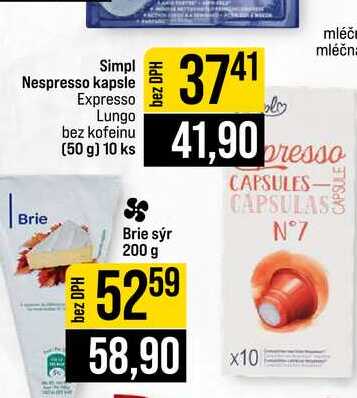 Simpl Nespresso kapsle Expresso Lungo bez kofeinu (50 g) 10 ks 