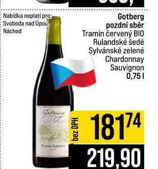 Gotberg pozdní sběr Tramín červený BIO Rulandské šedé Sylvánské zelené Chardonnay Sauvignon 0,75l