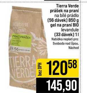 Tierra Verde prášek na praní na bílé prádlo 56 dávek 850 g gel na praní BIO levandule 33 dávek] 1l