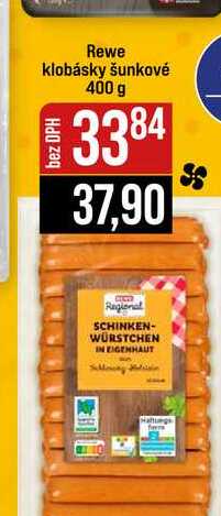 Rewe klobásky šunkové 400 g
