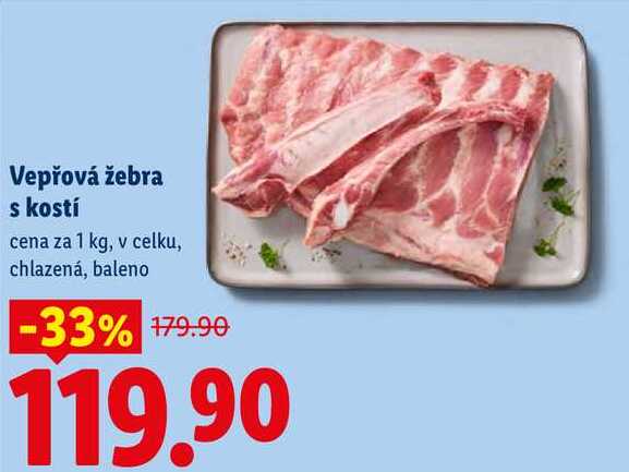 Vepřová žebra s kostí, cena za 1 kg