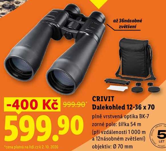 CRIVIT Dalekohled 12-36 x 70